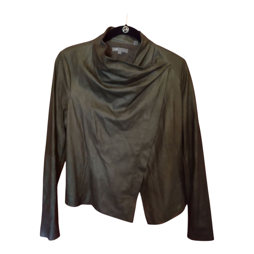 VINCE | Gray Leather Jacket, Small